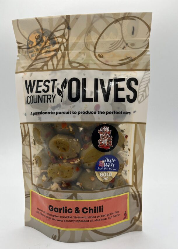 Garlic and chilli flavoured olives
